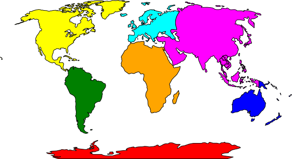 Simple Continents Map With Antarctica Clip Art ...