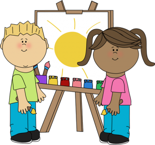 Kids Painting On Easel Clip Art Kids Painting on Easel Image