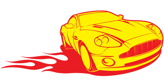 Yellow car in fire vector