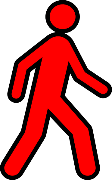 Red Walking Man With Black Outline Clip Art - vector ...