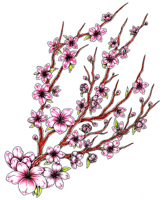 Japanese Cherry Blossom Flowers Tattoo Clipart | Just Free Image ...