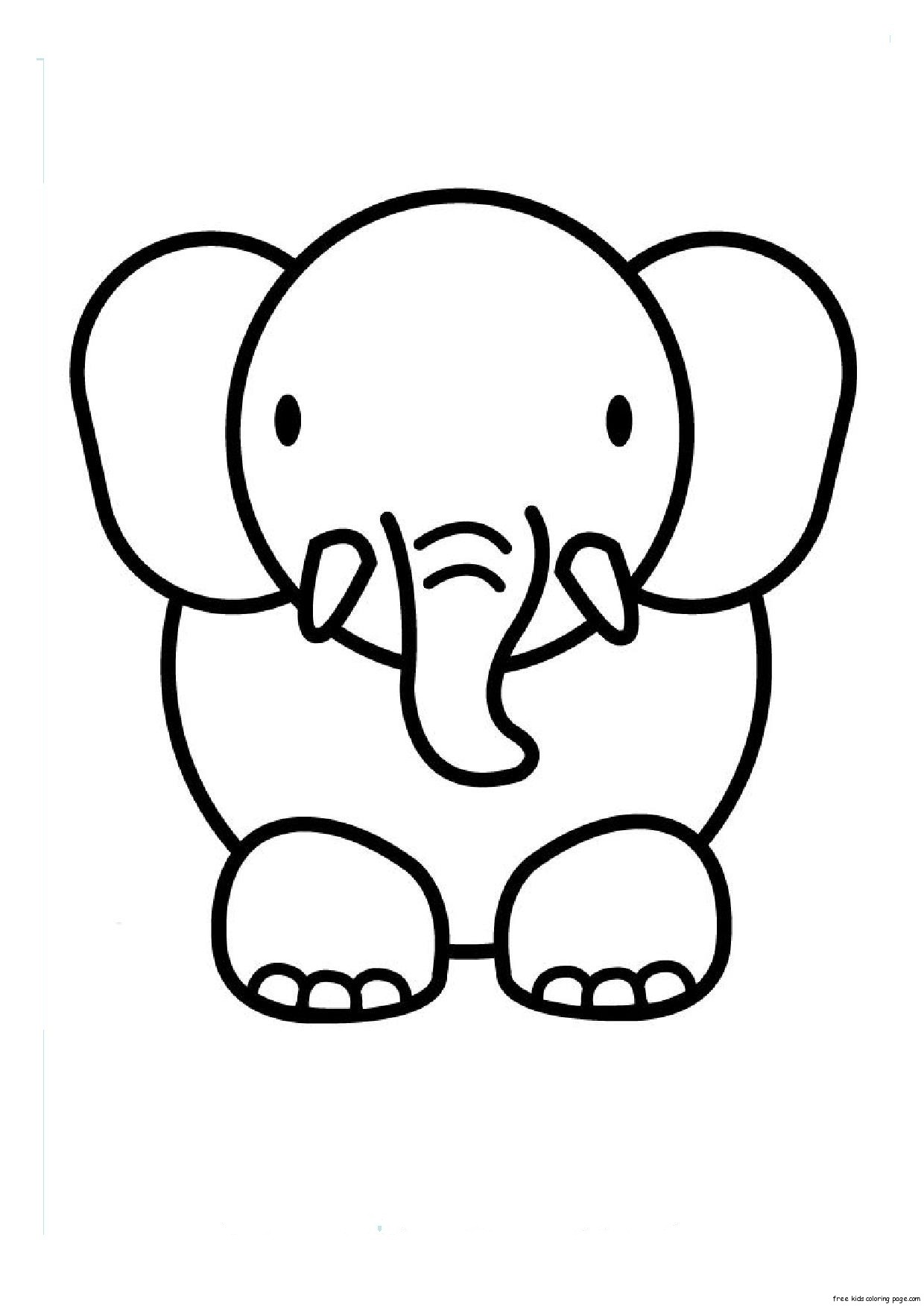 out animal elephant coloring pages for kids printable