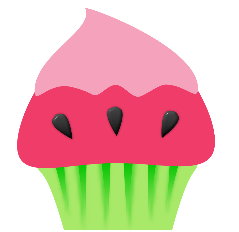 Watermelon Cupcake Graphic | Cupcake Clipart