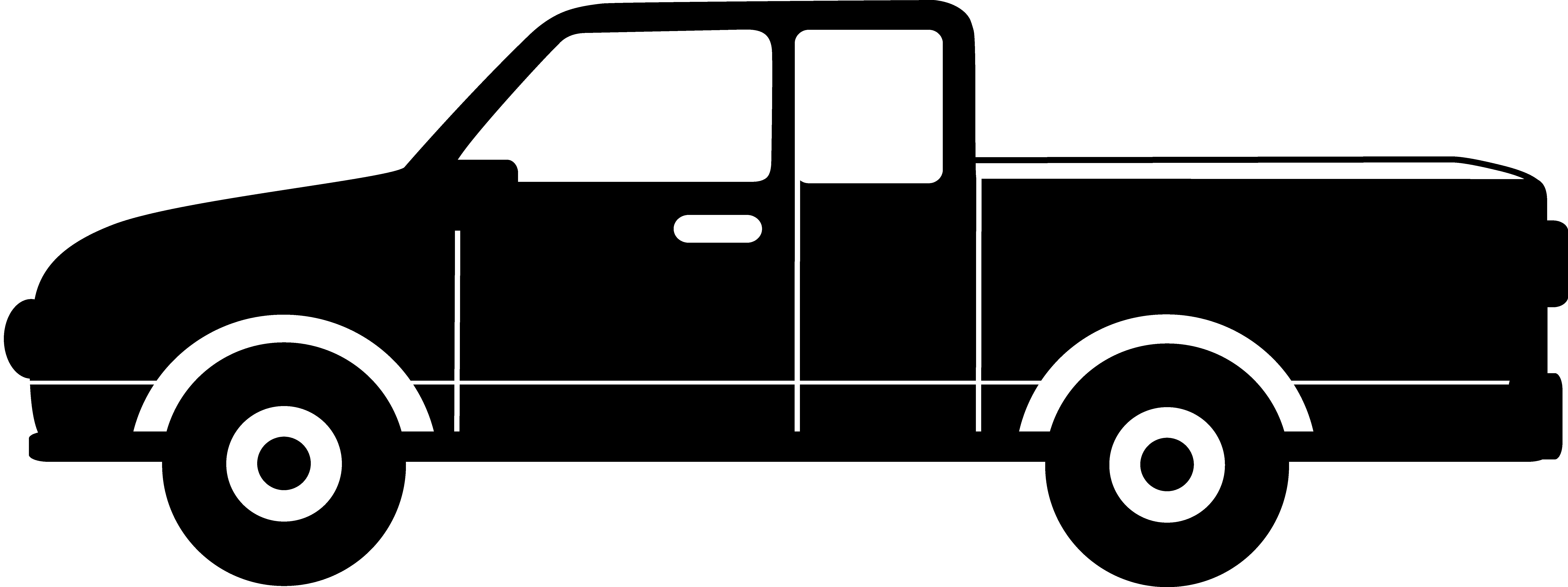 Truck and car clipart black and white