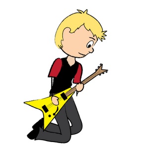 Child playing guitar clipart