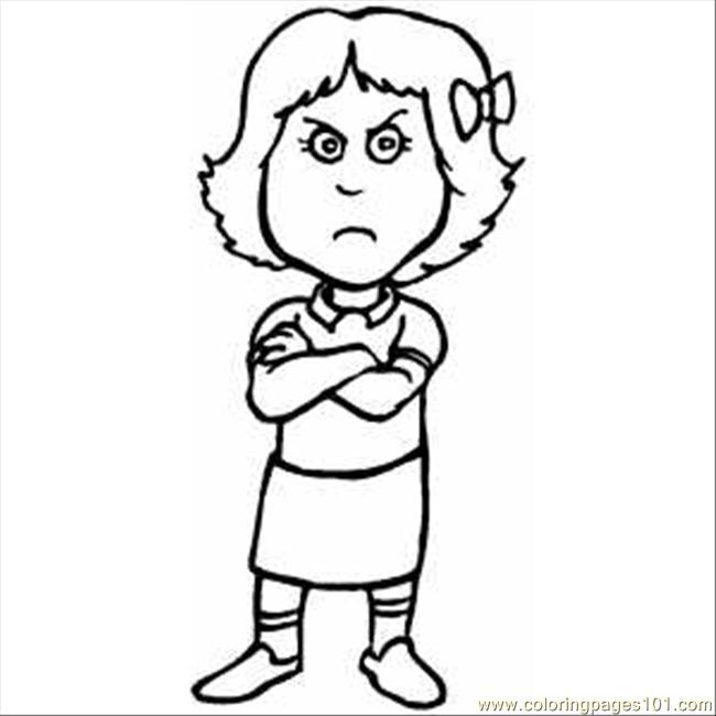 Girls Mad Face Outline Clipart