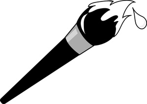 Paintbrush Clipart Image - Cartoon Paintbrush Loaded with White Paint