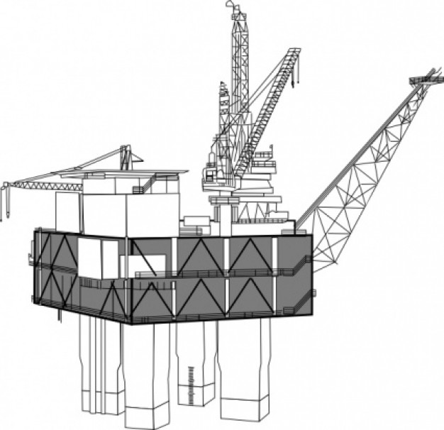 Oil Rig Black And White clip art | Download free Vector
