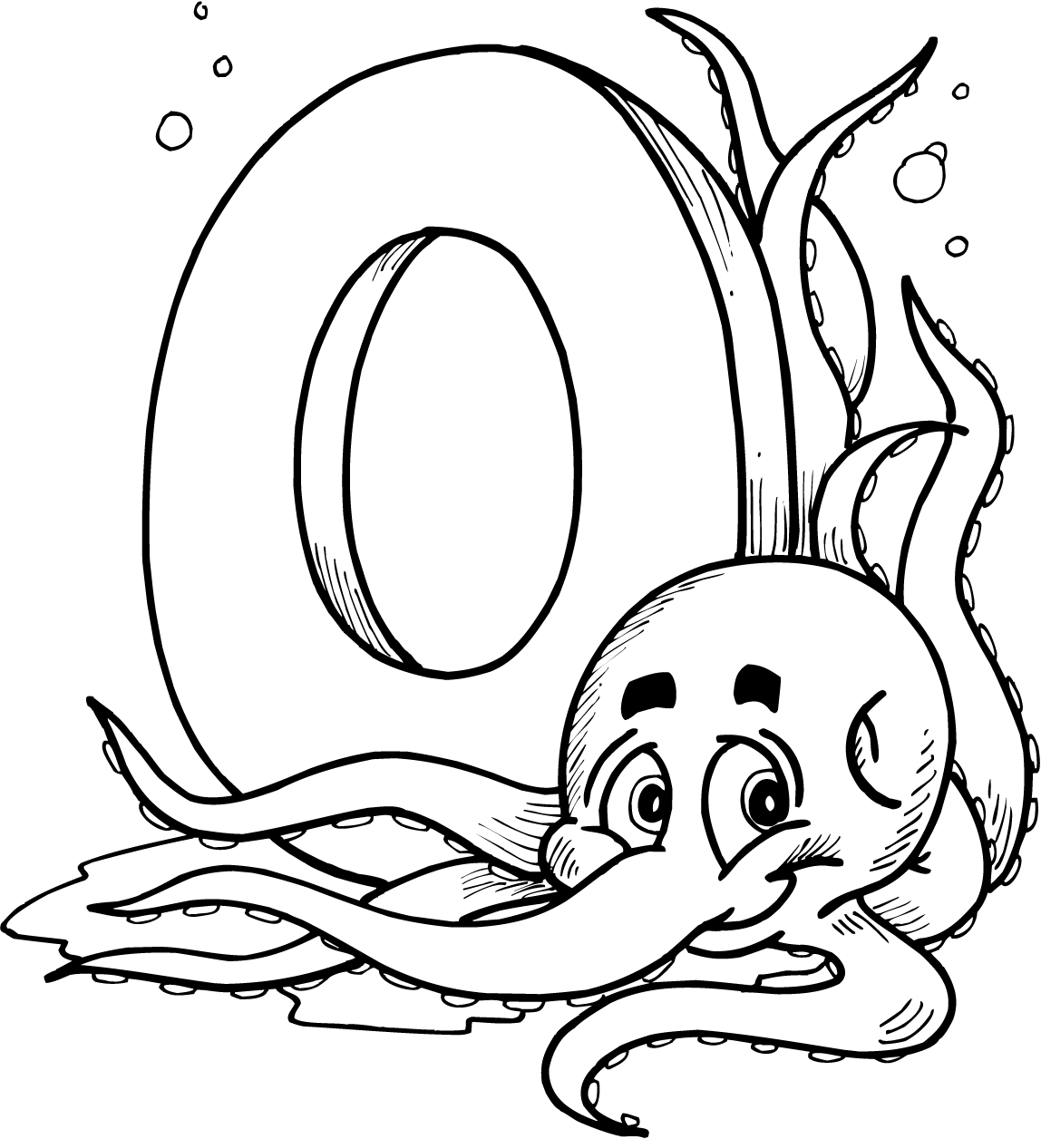 O is for octopus coloring pages letters
