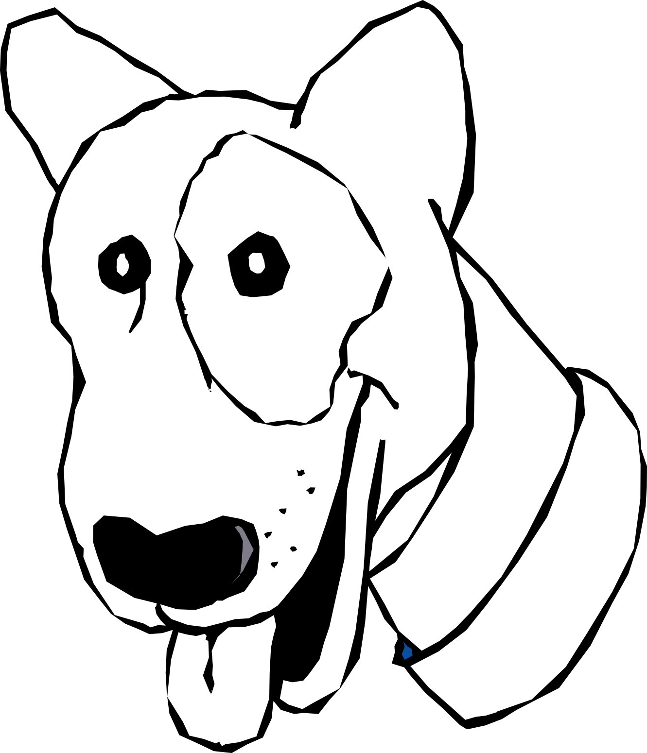 ArtFavor cartoon dog head black white line art ...