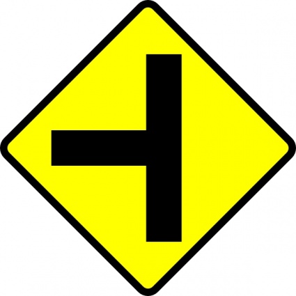 Caution T Junction Road Sign clip art vector, free vector graphics ...