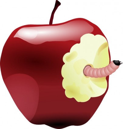 Apple With Worm clip art Free vector in Open office drawing svg ...