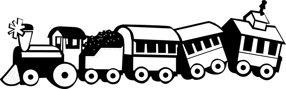 Toy Train Black And White Clipart