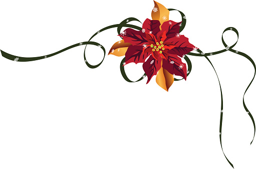 Poinsettia Christmas Single Flower Angle Clip Art, Vector Images ...