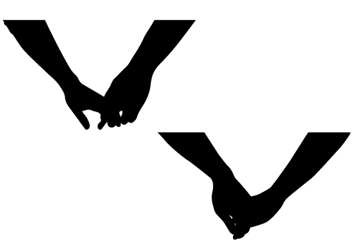 9 people holding hands silhouette clipart