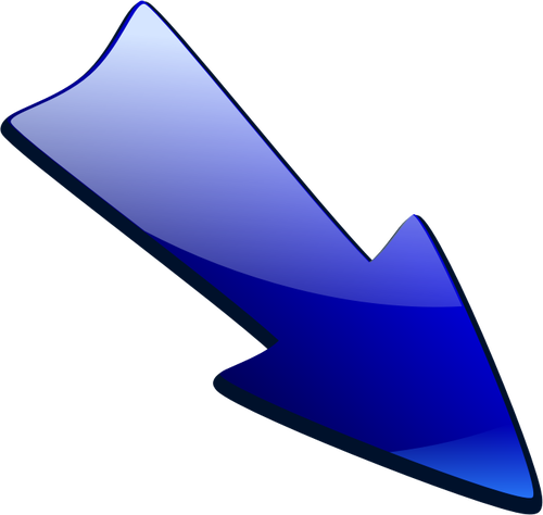 Blue arrow pointing down left vector graphics | Public domain vectors