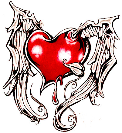 Love Heart With Wings Drawing - Drawing