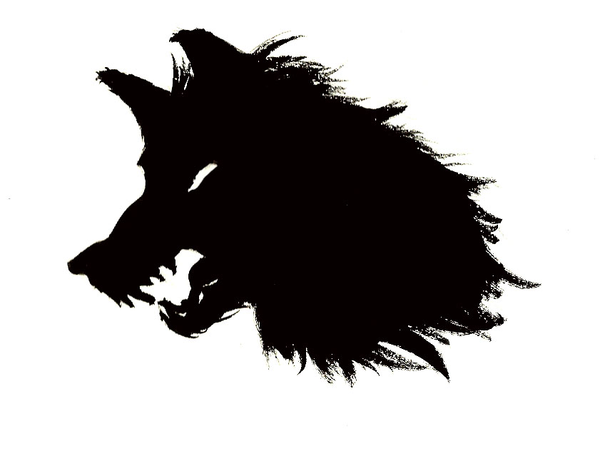 Snarling wolf silhouette clipart