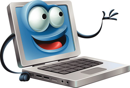 Computer Laptop Cartoon Human Face Clip Art, Vector Images ...