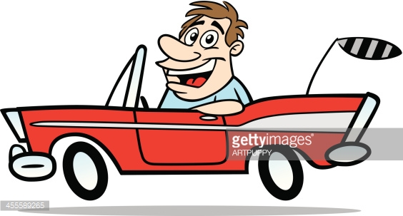 Cartoon Guy In Classic Car Vector Art | Getty Images