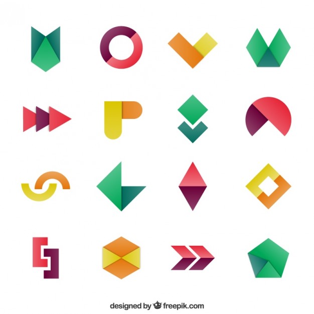 Geometric shapes in colorful style Vector | Free Download