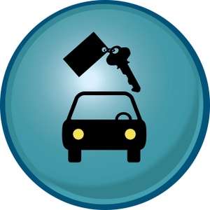 Car Clipart Image - Blue rental car and car keys icon
