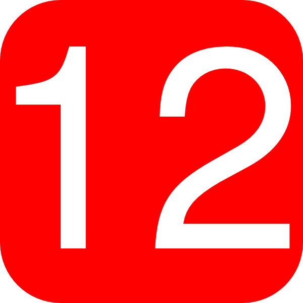 Red, Rounded, Square With Number 12 Clip Art - vector ...