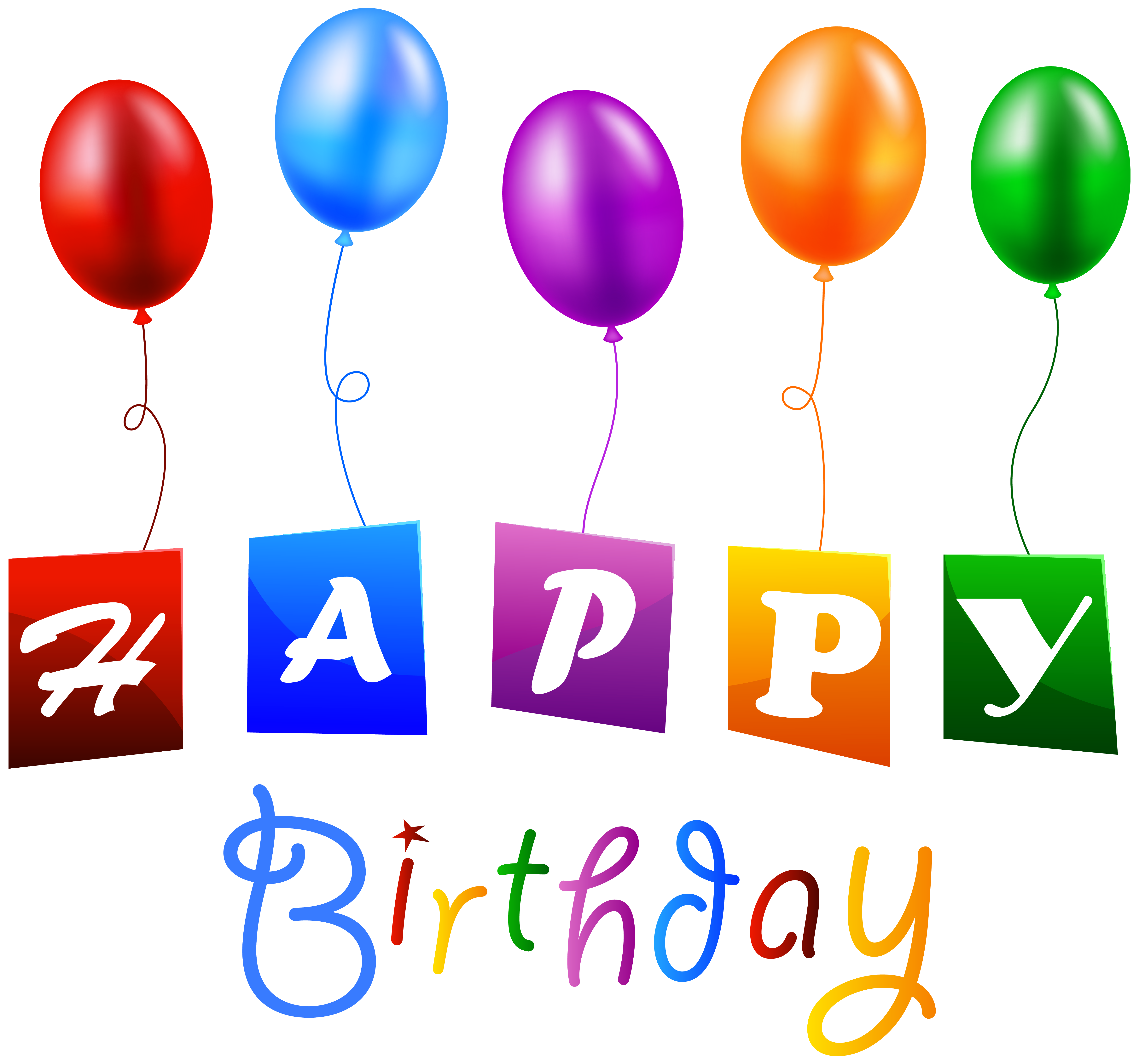 Happy Birthday with Balloons PNG Clipart Image
