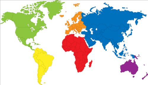 Simple color world map vector 02 - Vector Maps free download