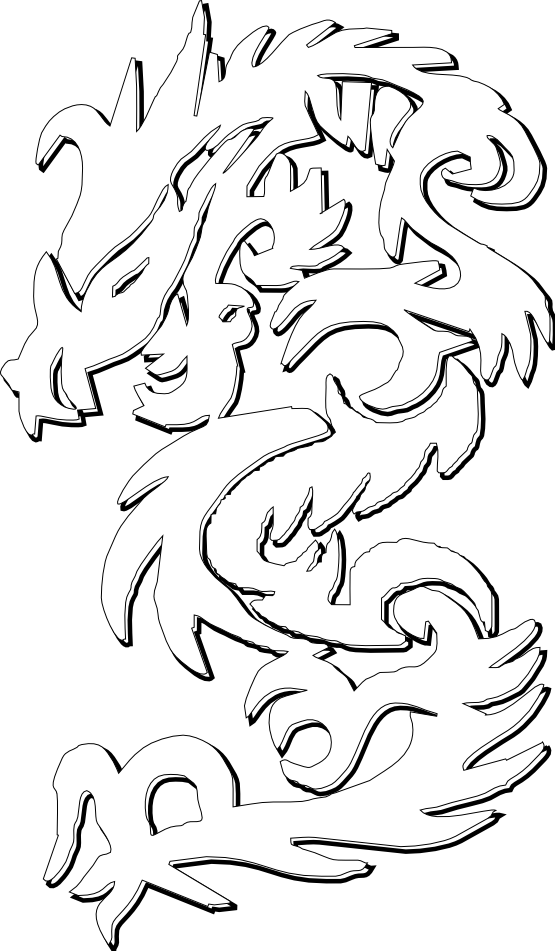 chinese dragon black white line SVG