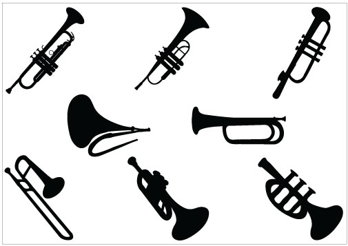 Trumpet silhouette clip art Pack