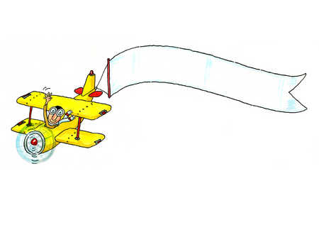 Airplane Flying A Banner Clipart Cartoon Airplane Flying A Banner ...