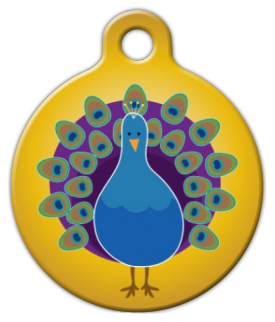 Cartoon Peacock Pet Collar Tag | Dog Tag Art