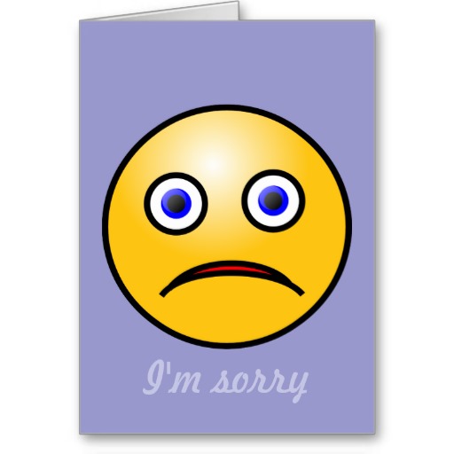 Emoticon sad face sorry card from Zazzle.