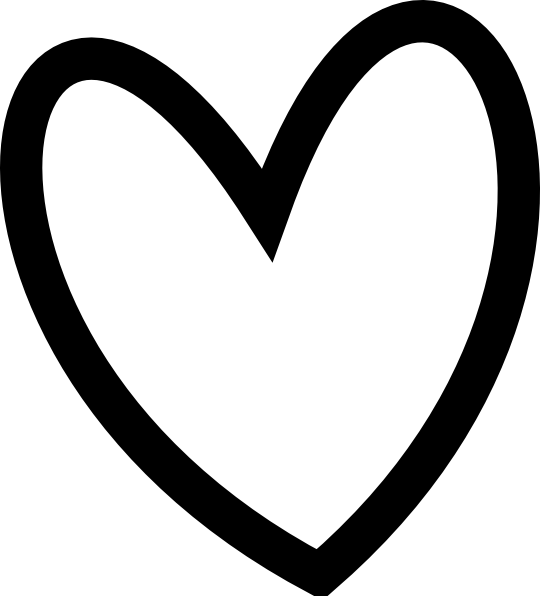 Heart outline clipart black and white free