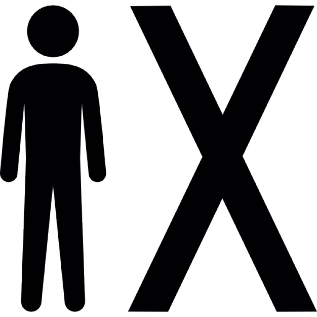 Man standing beside an X symbol Icons | Free Download