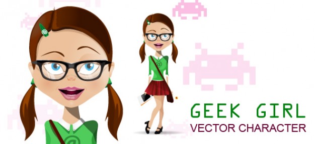 Geek girl vector character Vector | Free Download
