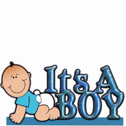 It's A Boy Blue Text w/Baby Cake & Table Topper Cut Out from Zazzle.