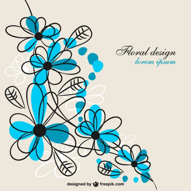 Blue floral design Vector | Free Download