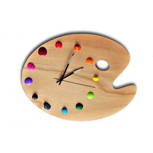Artist Palette Wall Clock with Real Paint Globs for the Numb ...