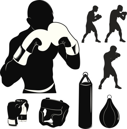 Silhouette Of A Boxing Clip Art, Vector Images & Illustrations ...