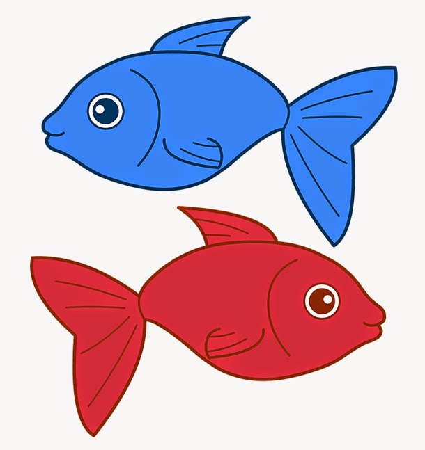 Red fish blue fish clipart