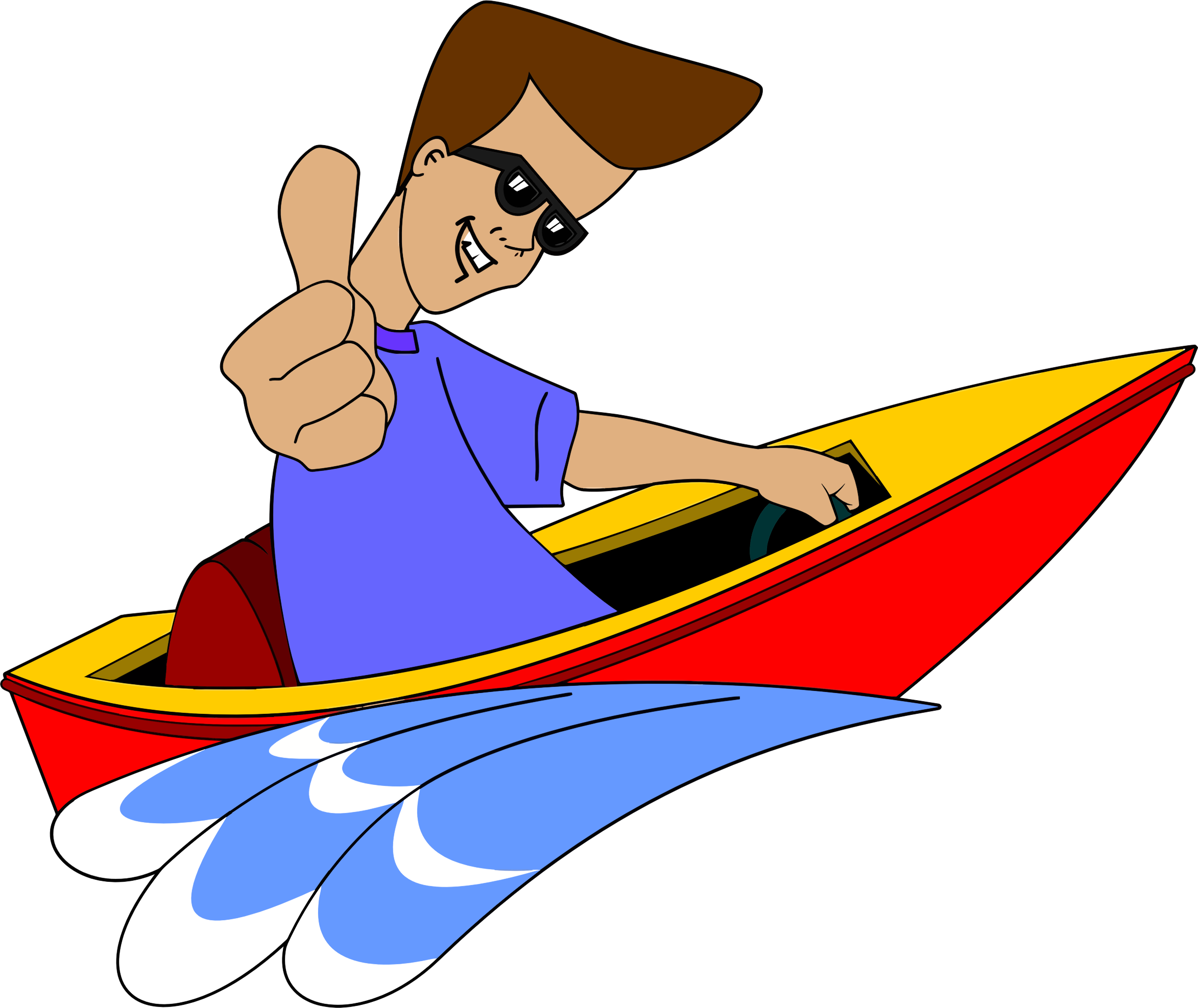 Clipart - Thumbs Up Boy In Speed Boat