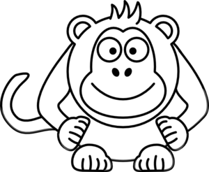 Clipart monkey black and white outline