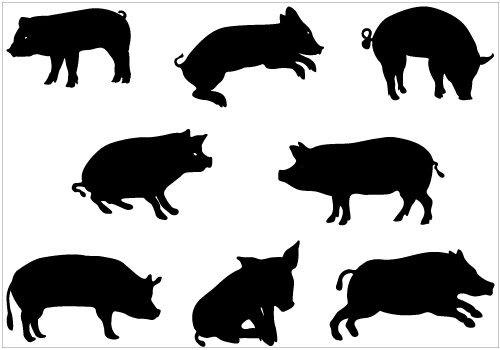 Show Pig Silhouette Clip Art Pig Silhouette Vector Graphics ...