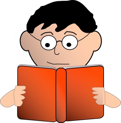 Child reading book cartoon