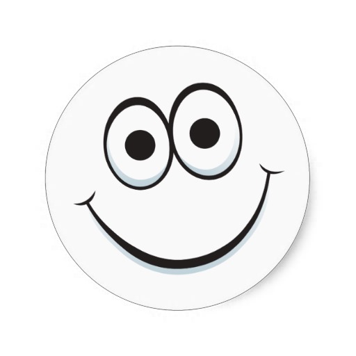 Funny cartoon face with big happy smile stickers at Zazzle ...