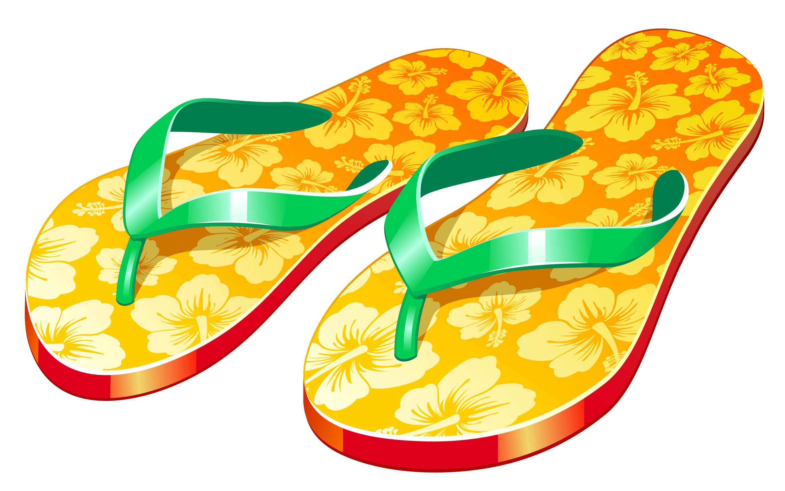 Transparent Yellow Beach Flip Flops PNG Clipar