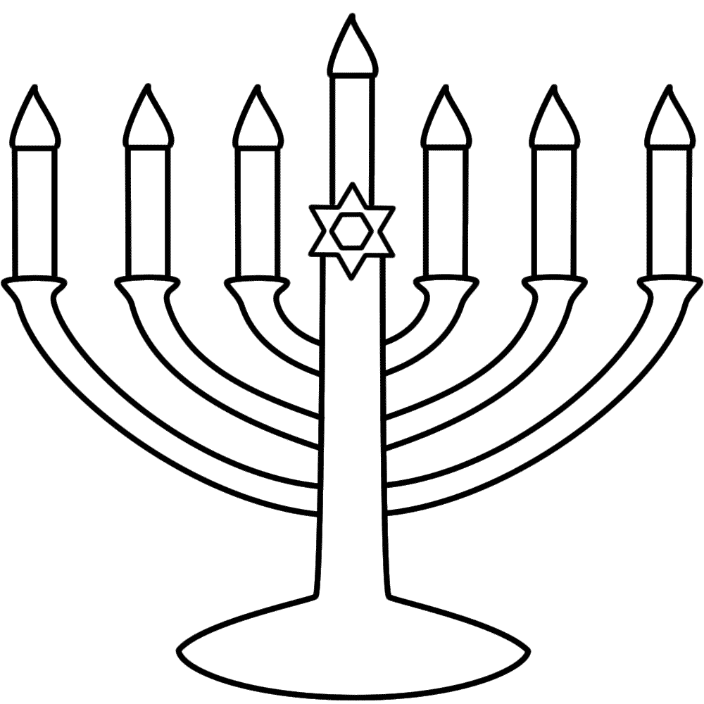 Menorah with seven candles - Coloring Page (Hanukkah)