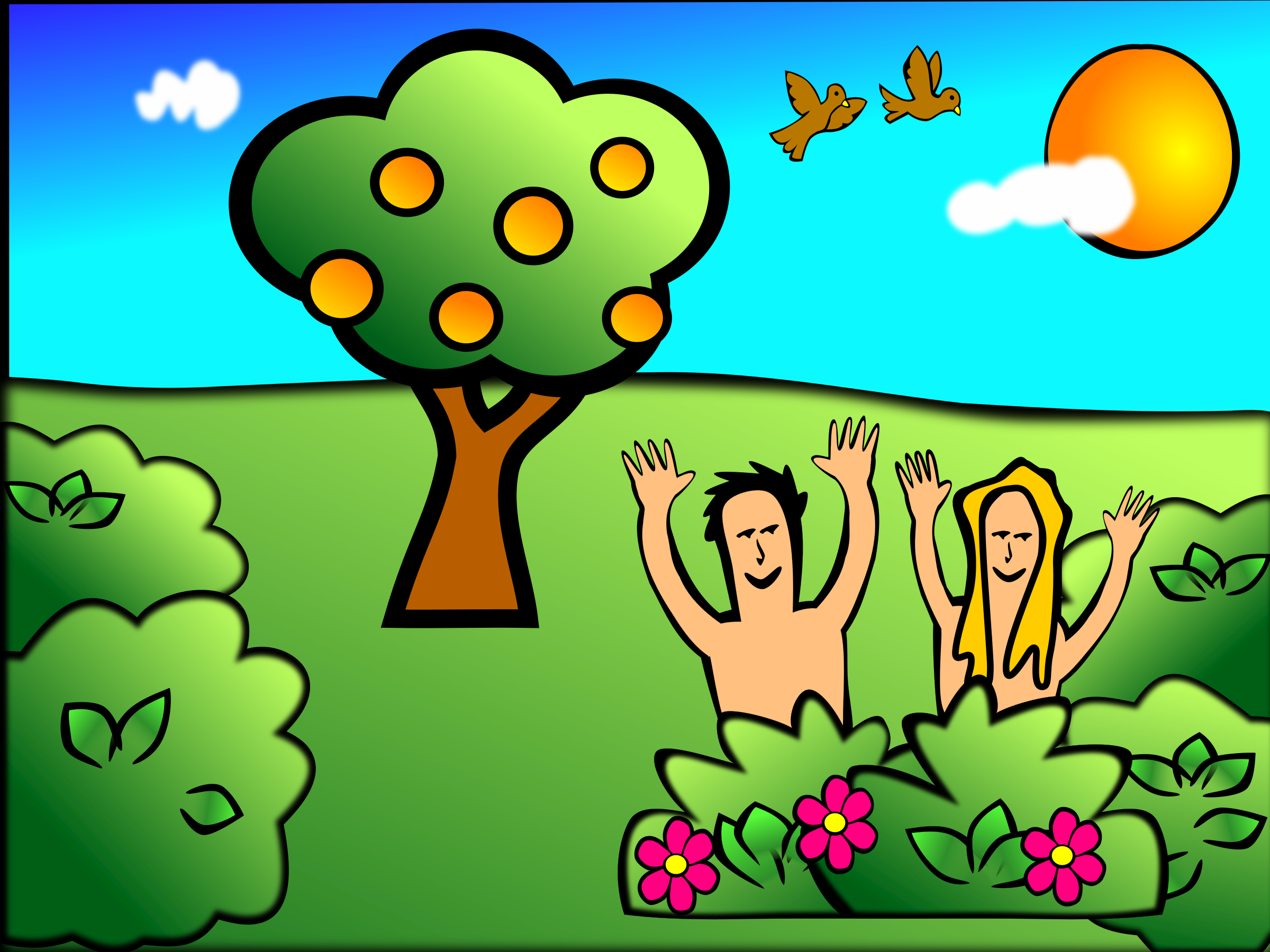 Clipart - Adam & Eve Happy